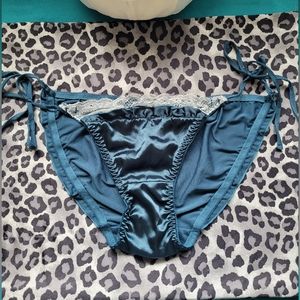 White and Teal Bikini style panty Medium